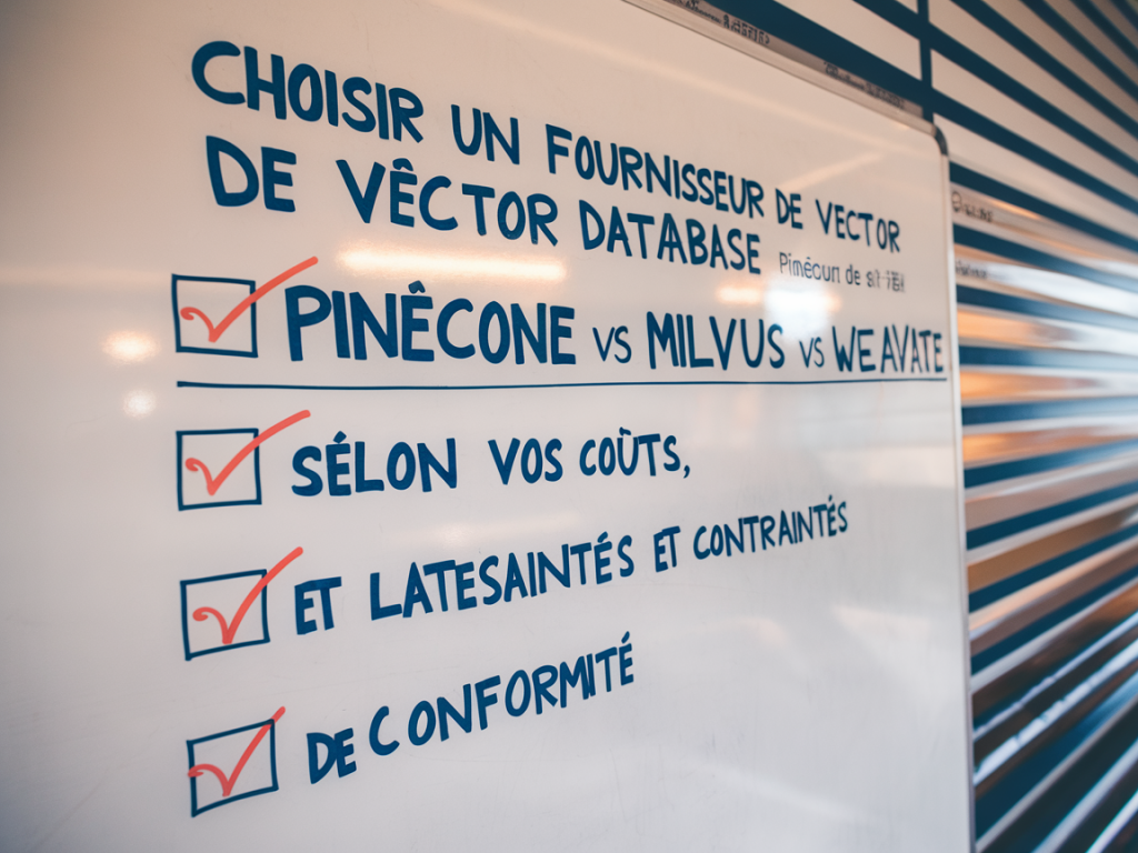 Choisir un fournisseur de vector database (pinecone vs milvus vs weaviate) selon vos coûts, latences et contraintes de conformité