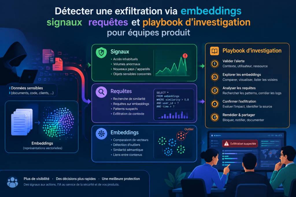 Détecter une exfiltration via embeddings : signaux, requêtes et playbook d'investigation pour équipes produit